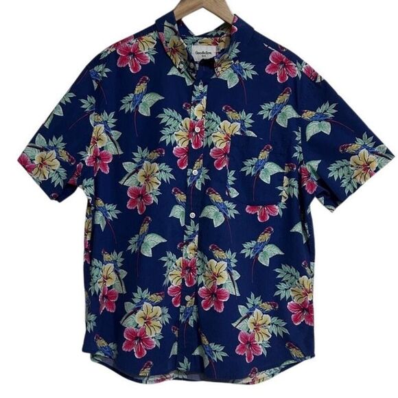 Goodiefellow & Co Hawaiian Button-up Shirt Men's XL Multicolor Floral Slim Fit - Picture 7 of 10